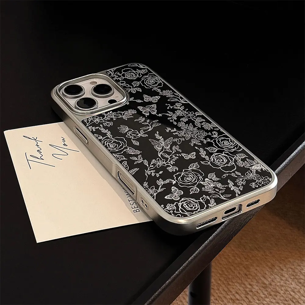 Acrylic Gold Gilding Silver Line-Art Florals & Butterflies phone case14.jpg