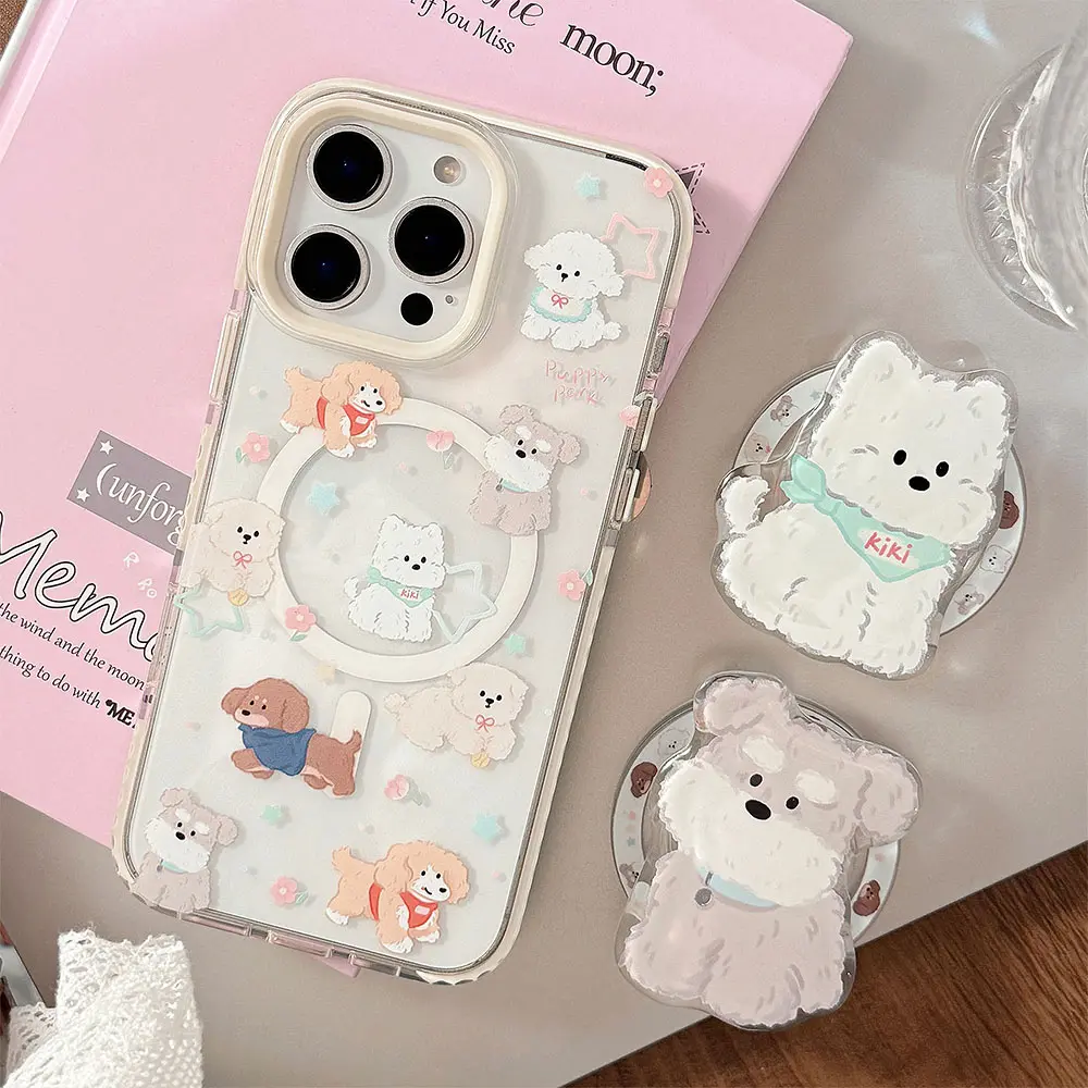 Dual TPU Magnetic White Edge Magnetic Cute Pup Pink & Blue Star phone case10.jpg