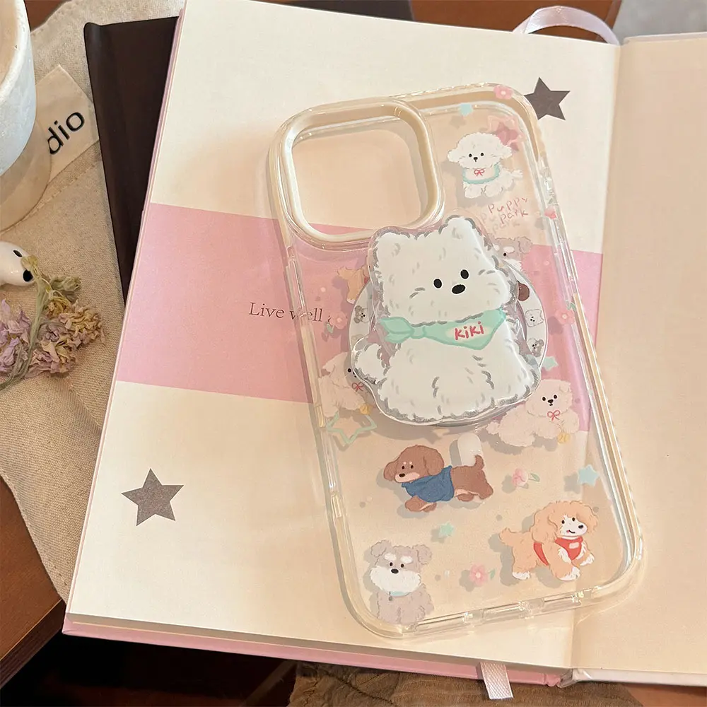 White-Border Magnetic Mount - Cute Pup Pink & Blue Star & Green-Scarf Westie Magnetic Holder phone case6.jpg