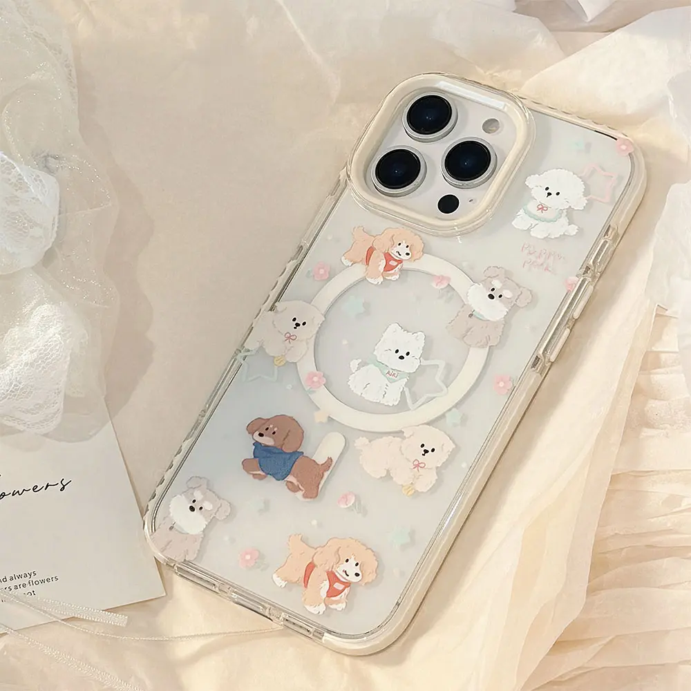 Dual TPU Magnetic White Edge Magnetic Cute Pup Pink & Blue Star phone case9.jpg
